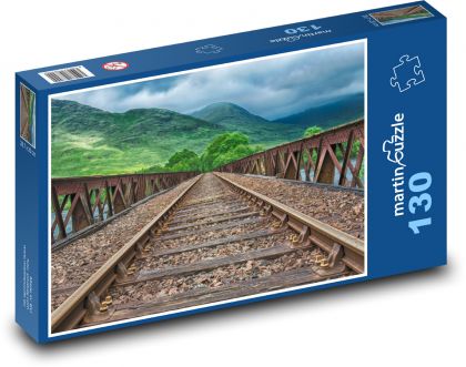 Rail - rails, train - Puzzle 130 pieces, size 28.7x20 cm 