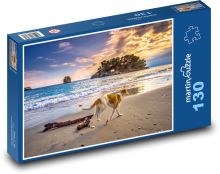 Sunset - dog, sea Puzzle 130 pieces - 28.7 x 20 cm 