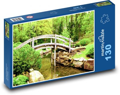 Most - japonská zahrada, potok - Puzzle 130 dílků, rozměr 28,7x20 cm