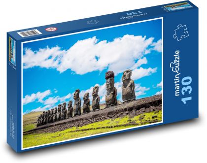 Veľkonočný ostrov - Moai, sochy - Puzzle 130 dielikov, rozmer 28,7x20 cm 