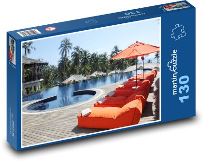 Hotel - bazén, Thajsko - Puzzle 130 dílků, rozměr 28,7x20 cm