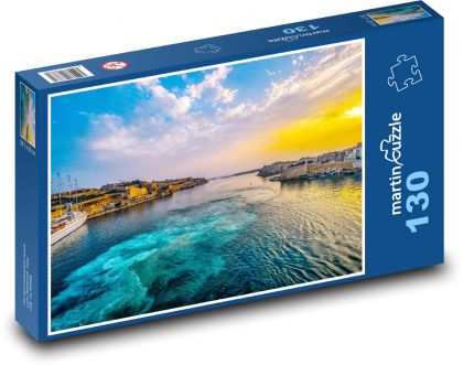 Malta - Hafen, Sonnenuntergang - Puzzle - 130 Teile