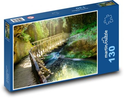 Most - jeskyně, tropický ostrov - puzzle 130 dílků
