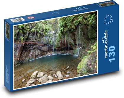 Vodopád - Madeira, Portugalsko - Puzzle 130 dílků, rozměr 28,7x20 cm