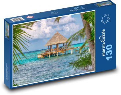Romantická krajina - moře, palmy - puzzle 130 dílků