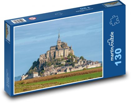 Mont Saint Michel - mesto, hrad - Puzzle 130 dielikov, rozmer 28,7x20 cm 