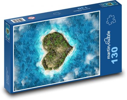 Ostrov - srdce, oceán - Puzzle 130 dílků, rozměr 28,7x20 cm