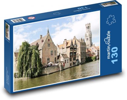 Wieża - kanał, dzwonnica - Puzzle 130 elementów, rozmiar 28,7x20 cm