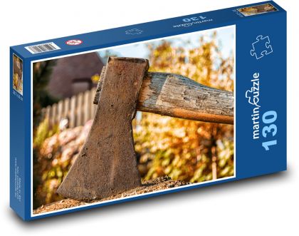 Sekera - sekanie dreva, rukoväť - Puzzle 130 dielikov, rozmer 28,7x20 cm 