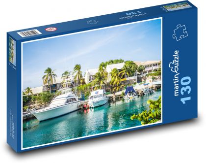 Letovisko - lodě, laguna  - Puzzle 130 dílků, rozměr 28,7x20 cm
