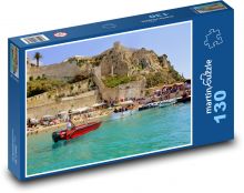 Port - łodzie, wybrzeże Puzzle 130 elementów - 28,7x20 cm