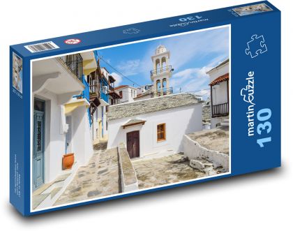 Řecko Skopelos - ostrov, domy - Puzzle 130 dílků, rozměr 28,7x20 cm