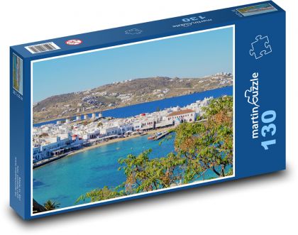 Mykonos - Grécko, ostrov - Puzzle 130 dielikov, rozmer 28,7x20 cm 
