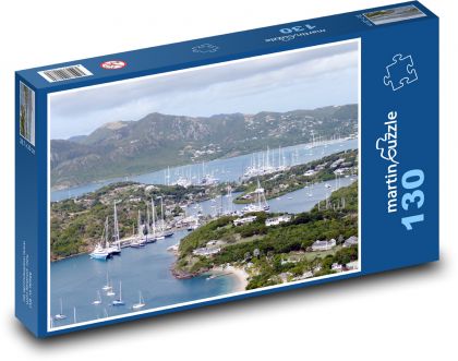 Antigua - Morze Karaibskie, łodzie - Puzzle 130 elementów, rozmiar 28,7x20 cm