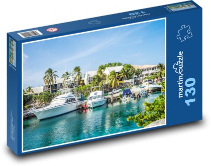Lodě - tropický, palmy - Puzzle 130 dílků, rozměr 28,7x20 cm
