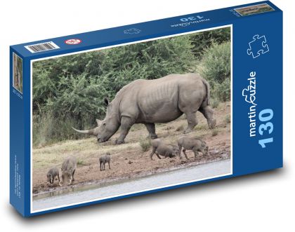Nosorožec - zviera, safari - Puzzle 130 dielikov, rozmer 28,7x20 cm 