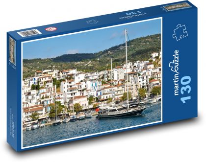 Skiathos - Grécko, mesto - Puzzle 130 dielikov, rozmer 28,7x20 cm 