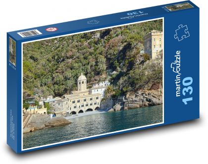 Monastery - coast, beach - Puzzle 130 pieces, size 28.7x20 cm 