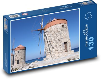 Rodos - Grécko, mlyn - Puzzle 130 dielikov, rozmer 28,7x20 cm 
