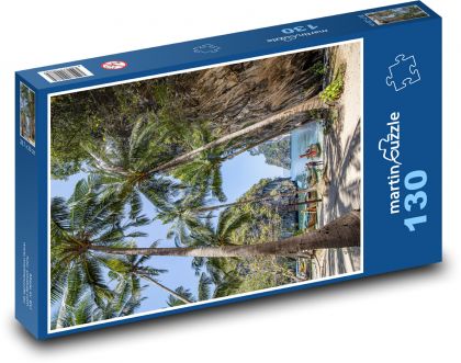 Lodě - palmy, pláž - puzzle 130 dílků