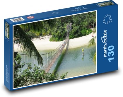 Sentosa Beach - Singapore, rope bridge - Puzzle 130 pieces, size 28.7x20 cm 