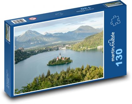 Jezero - ostrov, mezník - puzzle 130 dílků