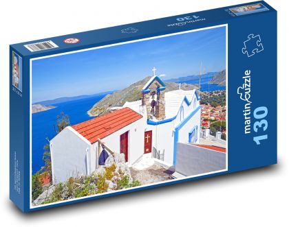 Kostel - Symi, Řecko - Puzzle 130 dílků, rozměr 28,7x20 cm