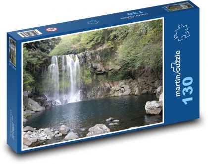 Vodopád - rieka, les - Puzzle 130 dielikov, rozmer 28,7x20 cm 