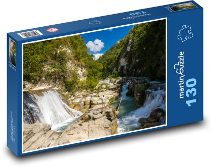 Vodopád - stromy, příroda - puzzle 130 dílků