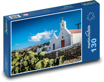 Insel Mykonos - Griechenland, weiße Häuser - Puzzle - 130 Teile
