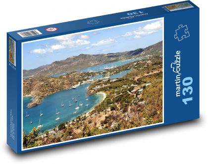 Antigua - karibský ostrov, lode - Puzzle 130 dielikov, rozmer 28,7x20 cm 