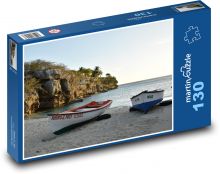 Pláž - rybářské lodě, moře  Puzzle 130 dílků - 28,7 x 20 cm