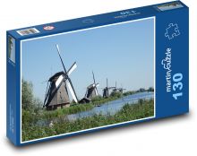 Holandské veterné mlyny - Kinderdijk, Holandsko Puzzle 130 dielikov - 28,7 x 20 cm 