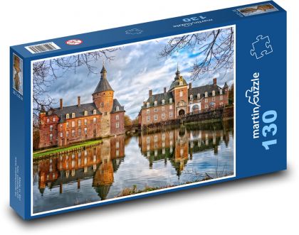 Water castle - construction, lake - Puzzle 130 pieces, size 28.7x20 cm 