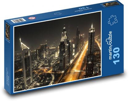 Dubaj - město, noc - Puzzle 130 dílků, rozměr 28,7x20 cm