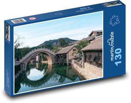Mesto - most, rieka - Puzzle 130 dielikov, rozmer 28,7x20 cm 