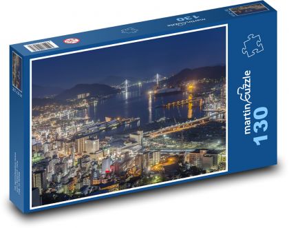 Nagasaki - Night View, Japan - Puzzle 130 pieces, size 28.7x20 cm 