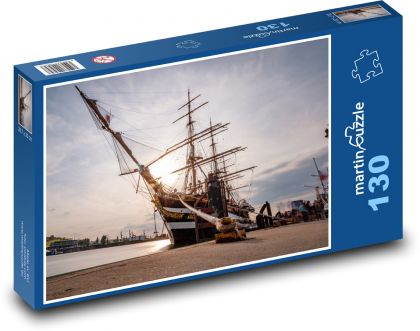 Plachetnice - Hamburg, loď - Puzzle 130 dílků, rozměr 28,7x20 cm