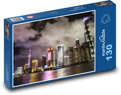 Shanghai - mrakodrapy, Čína - Puzzle 130 dílků, rozměr 28,7x20 cm