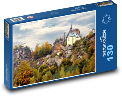 Skała - Kościół, Jesień - Puzzle 130 elementów, rozmiar 28,7x20 cm