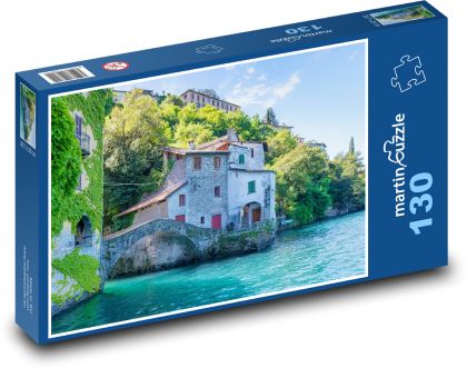 Wieś nad jeziorem - Puzzle 130 elementów, rozmiar 28,7x20 cm