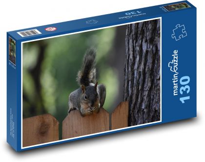 Squirrel on the fence - Puzzle 130 pieces, size 28.7x20 cm 