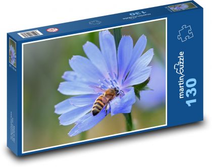 Blaue Blume - Wildbiene - Puzzle - 130 Teile
