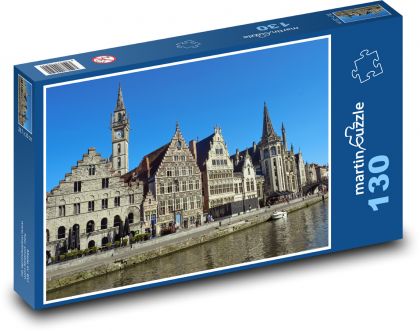Gent - Belgicko, domy pri rieke - Puzzle 130 dielikov, rozmer 28,7x20 cm 