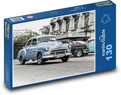 Auto - modré, auto - Puzzle 130 dielikov, rozmer 28,7x20 cm 
