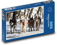 Husky spřežení v plné rychlosti Puzzle 500 dílků - 46 x 30 cm