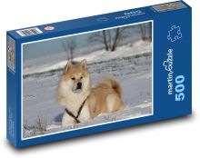 Pes - akita inu v snehu Puzzle 500 dielikov - 46 x 30 cm