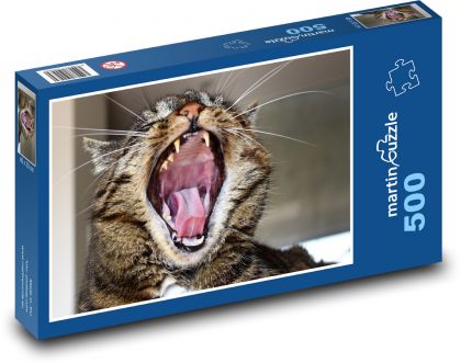 Yawning cat - Puzzle of 500 pieces, size 46x30 cm 