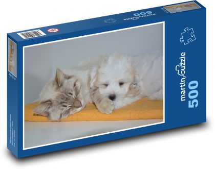 Mačka a pes - Puzzle 500 dielikov, rozmer 46x30 cm 