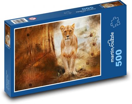 Lvice v ohnivých barvách - puzzle 500 dílků